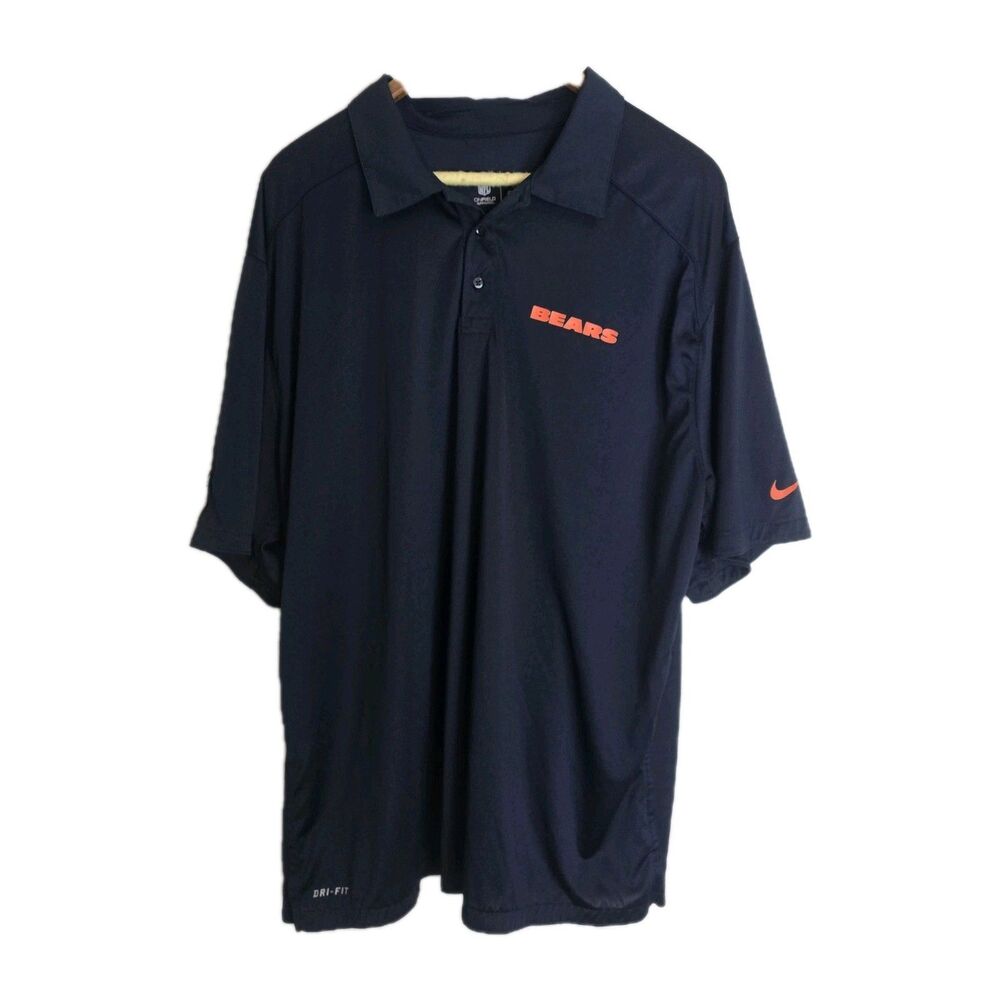 Nike DriFit On Field Apparel NFL Chicago Bears Polo Shirt Men Size XXL Blue